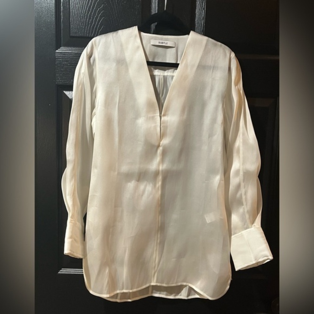 NEW Subtle Silk Organza Deep V Neck Shirt NWT